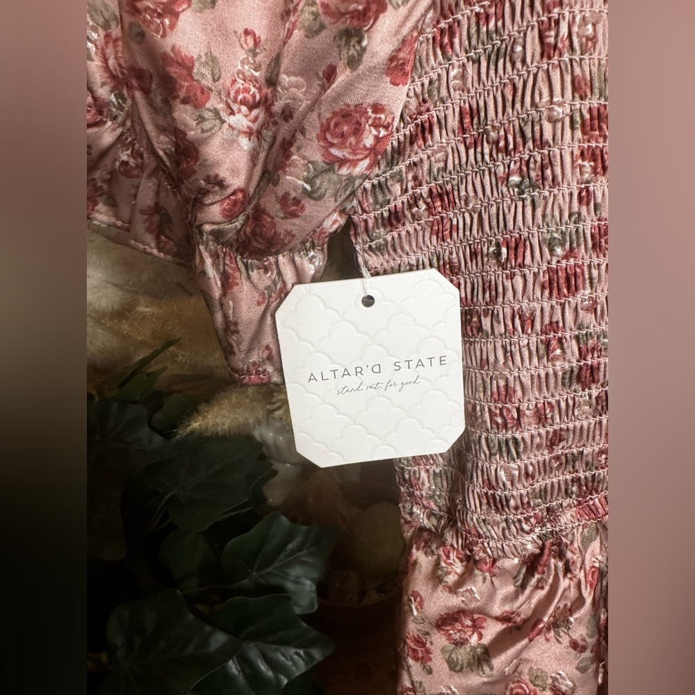 Altar'd State Blush Floral Smocked Dress